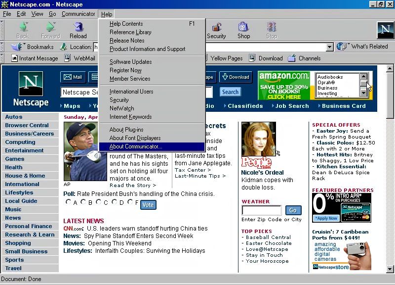 netscape bowser from the 1990's