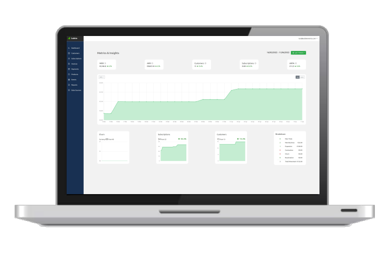 Subbie dashboard on a laptop